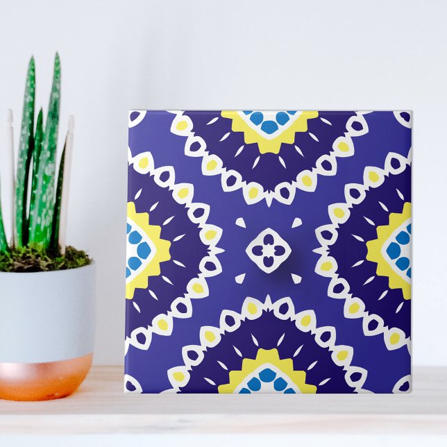 Carreau Bleu Jaune Méditerranée Azulejos Motif mosaïque (Créateur téléchargé)