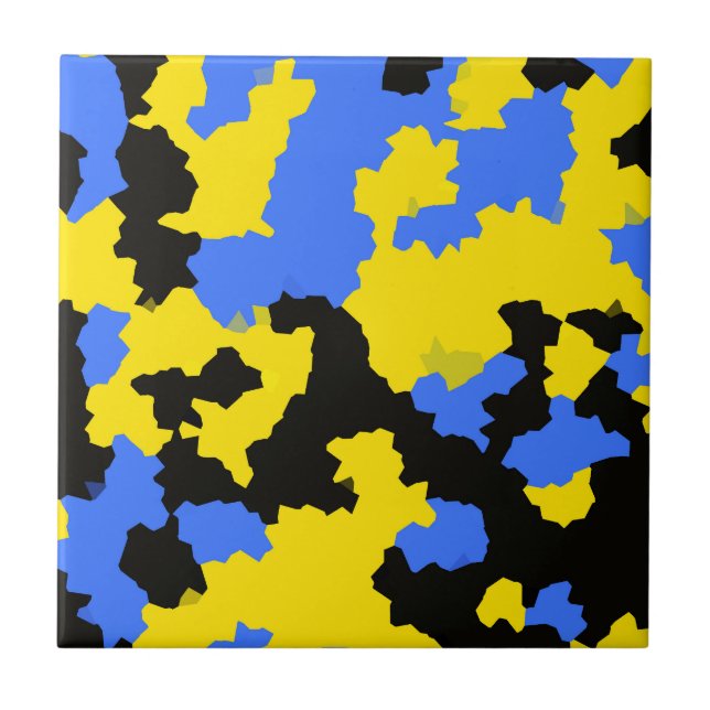 Carreau Bleu Jaune Noir Conception abstraite (Devant)