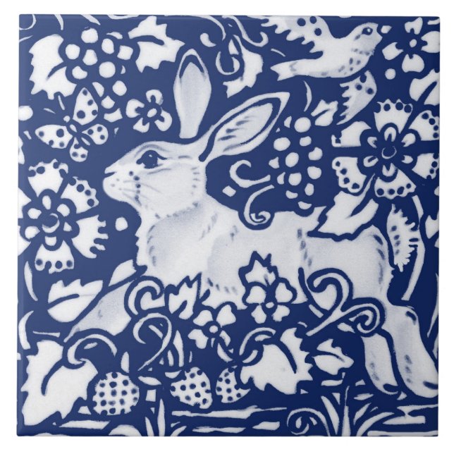 Carreau Bleu lapin lapin de la marine de Cobalt Dedham Del (Devant)
