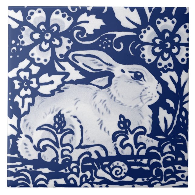 Carreau Bleu lapin lapin de la marine de Cobalt Dedham Del (Devant)