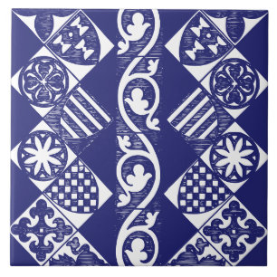 Carreau Bleu marine géométrique traditionnel gothique vint