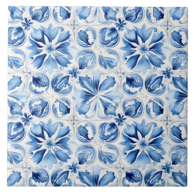 Carreau Bleu Méditerranéen Orné (Devant)