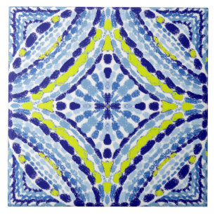 Carreau Bleu Méditerranéen Peint à la main en mosaïque