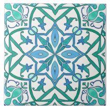 Bleu Méditerranéen Vert Orné Motif décoratif