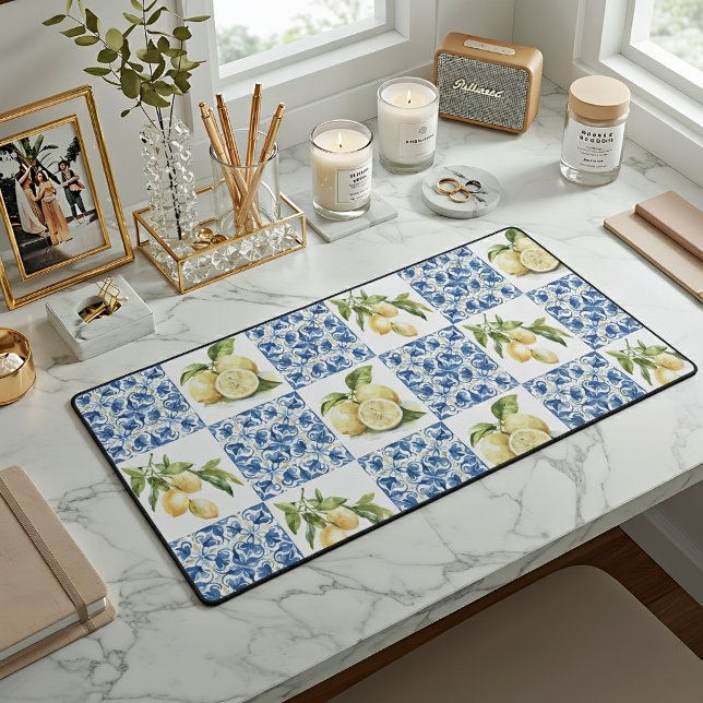 Carreau bleu motif français de citron de campagne (Créateur téléchargé)