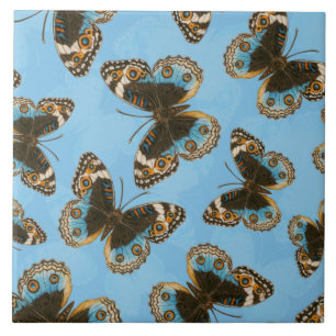 Carreau Bleu motif papillon Pansy