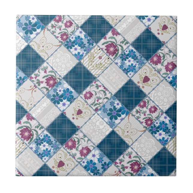 Carreau Bleu motif rustique à la mode  de déchirures de ti (Devant)