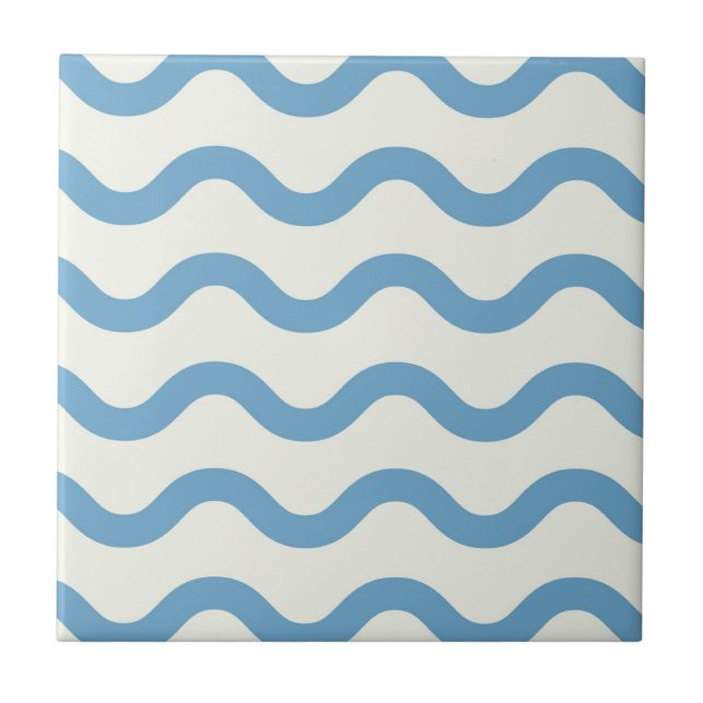 Carreau Bleu Nautique Super Wavy Stripe moderne minimalist (Devant)