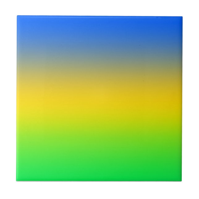 Carreau Bleu néon, jaune, dégradé vert, ombre. (Devant)