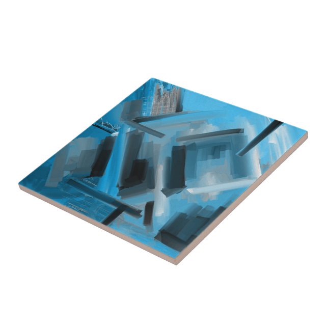 Carreau Bleu Noir Art contemporain (Côté)