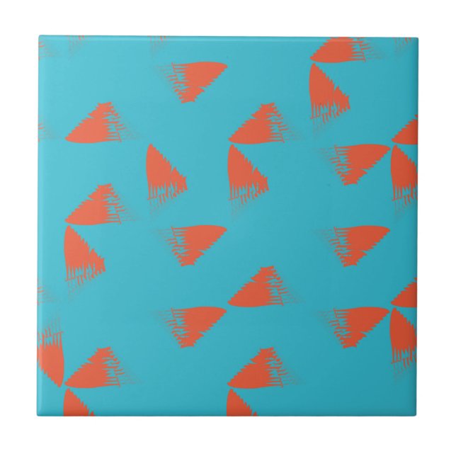 Carreau Bleu, orange, dynamique, motif géométrique tendanc (Devant)