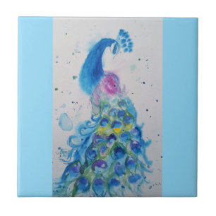 Carreau Bleu Paon Aquarelle Bleu Bébé Australien