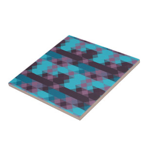Carreau bleu paon, violet, bleu topaze et tonnerre