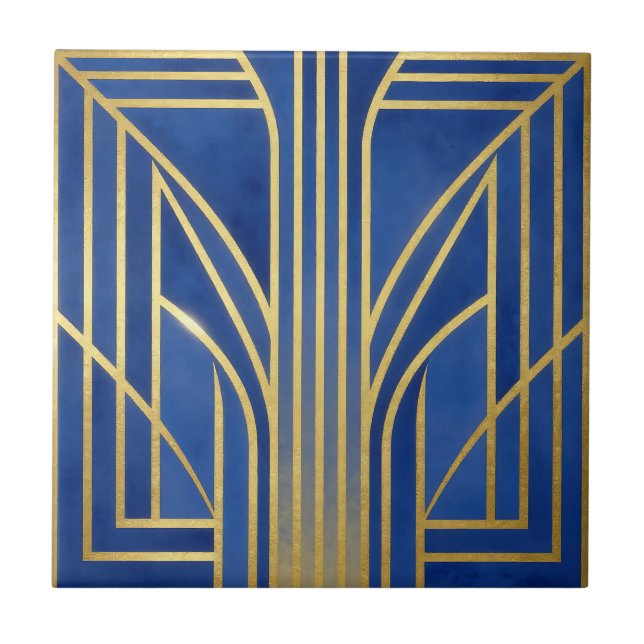 Carreau Bleu Royal Or Art Déco (Devant)
