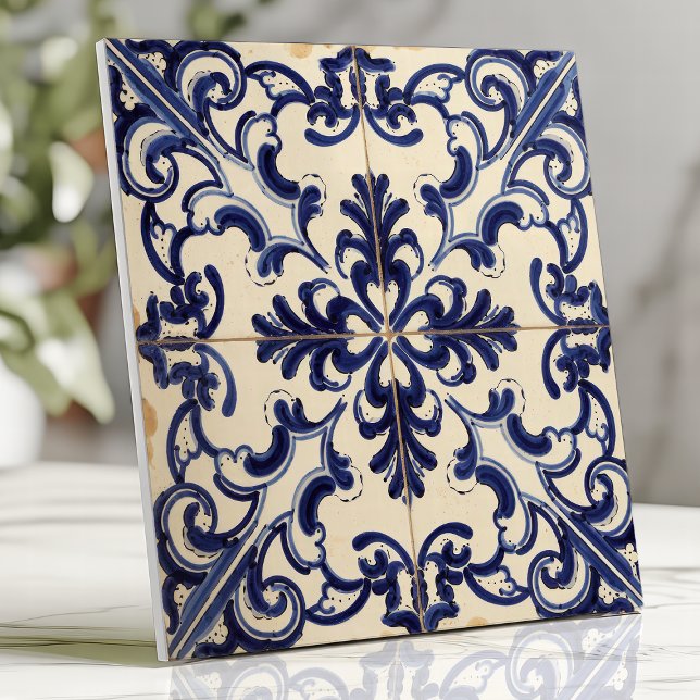 Carreau Bleu rustique et majolique blanche (Créateur téléchargé)
