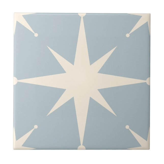 Carreau bleu Starburst Mid Century moderne Vintage (Devant)