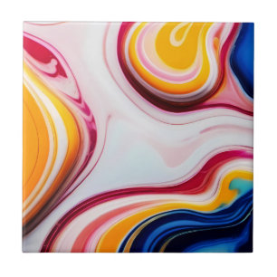 Carreau Bleu tendance rose jaune faux marbre blanc