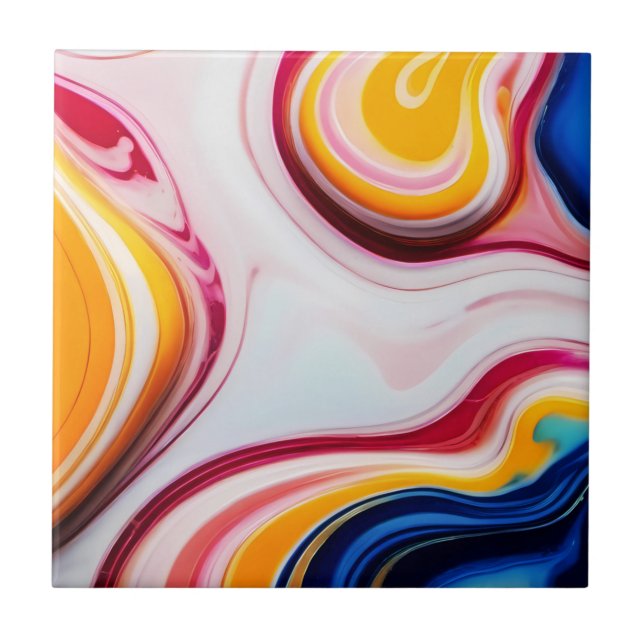 Carreau Bleu tendance rose jaune faux marbre blanc (Devant)