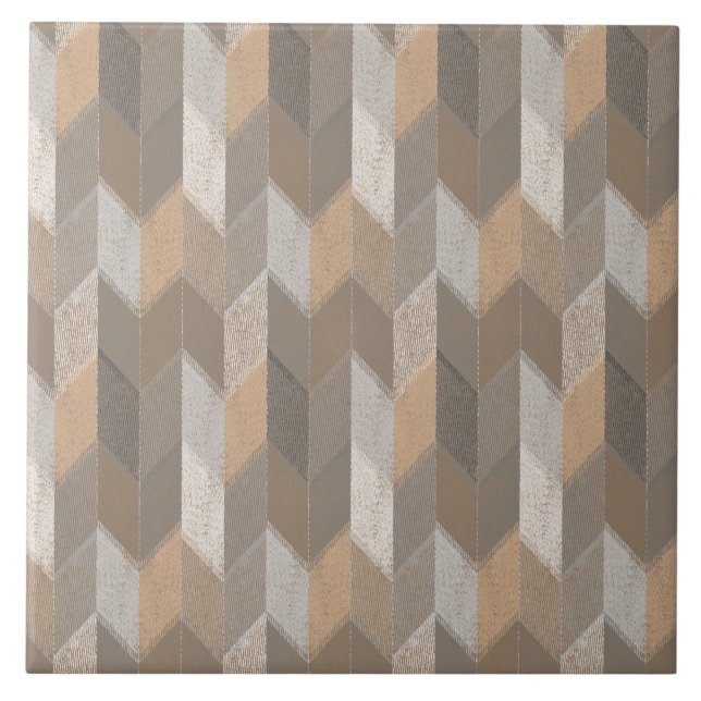 Carreau Bleu Texturé, Chevron Olive Jaune. (Devant)