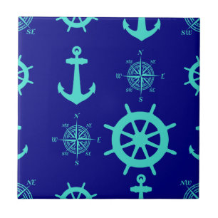 Carreau Bleu Turquoise Bleu Nautique Bateau Côtier