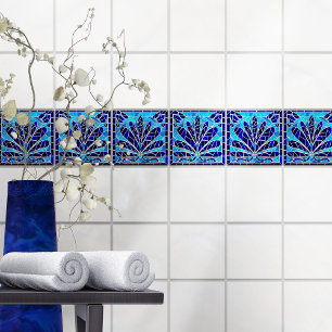 Carreau Bleu Verre brisé Mosaïque Floral