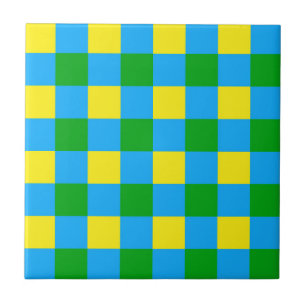 Carreau Bleu Vert Jaune Chèque Plaid Design Motif