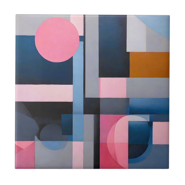 Carreau Bleus et roses subtils dans l'abstraction géométri (Devant)