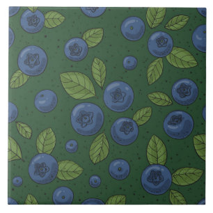 Carreau Bleus sur vert foncé