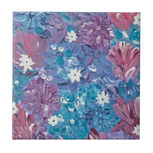 Carreau Blissant Bleu Floral Carrelage en céramique