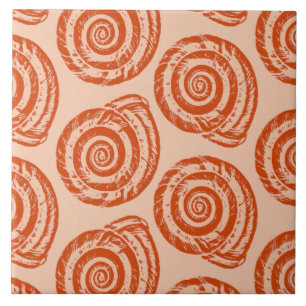 Carreau Bloc de coquillages spiraux Impression, orange cor
