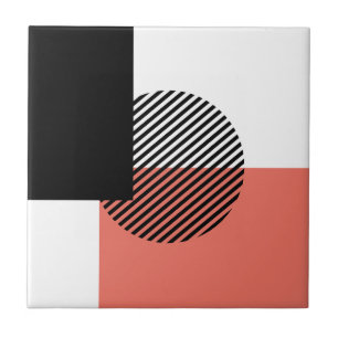 Carreau Bloc de couleur moderne en arc de cercle corail no