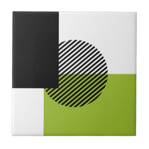 Carreau Bloc de couleur moderne rayé cercle vert citron no