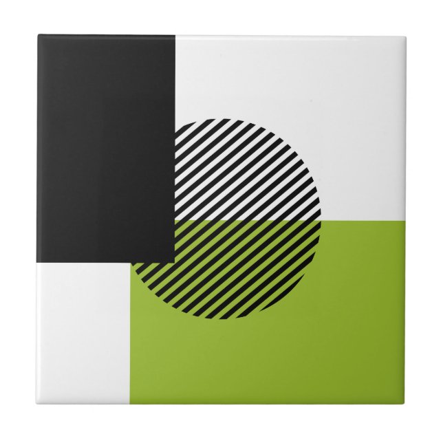 Carreau Bloc de couleur moderne rayé cercle vert citron no (Devant)