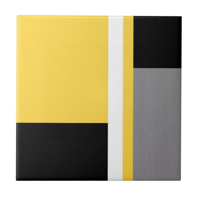 Carreau Bloc géométrique gris jaune noir et blanc (Devant)