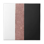 Carreau Blocs blancs de couleur d'or de noir rose moderne<br><div class="desc">Moderne et chic les parties scintillantes d'or et l'aluminium roses imprimés ce par faux, conception de bloc noire et blanche et rayée de couleur sont parfaits pour la femme à la mode et élégante. Sa conception élégante et à la mode est grande pour beaucoup de cadeaux et d'occasions. Appréciez cette...</div>