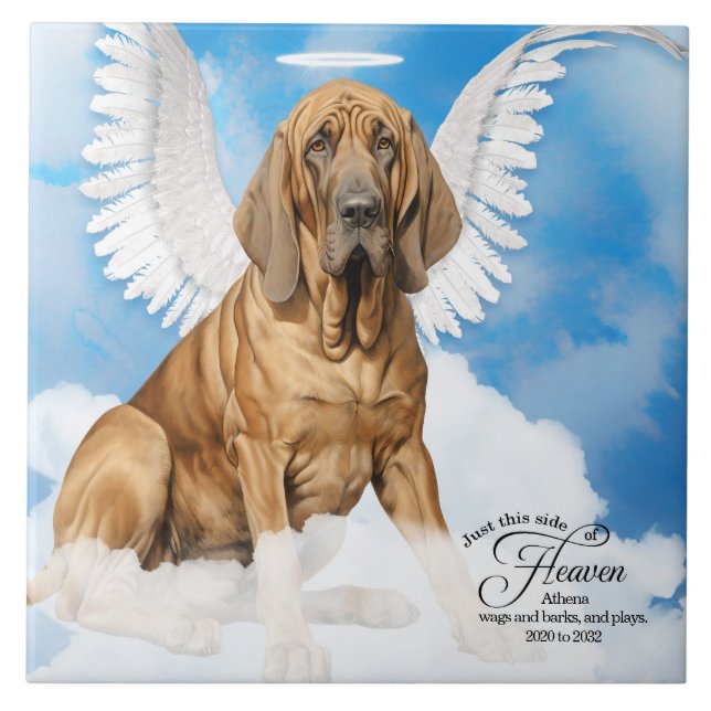 Carreau Bloodhound Chien Angel Custom Pet Memorial (Devant)