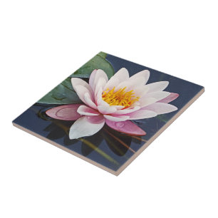 CARREAU "BLOSSOM DE LOTUS ROSE AVEC DES GOUTTES D'EAU SUR 