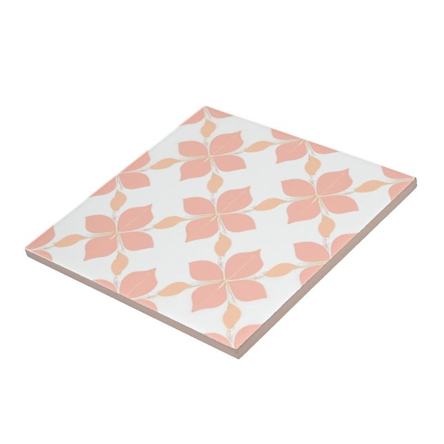 Carreau Blossom élégance saumon carrelage floral ensemble  (Côté)