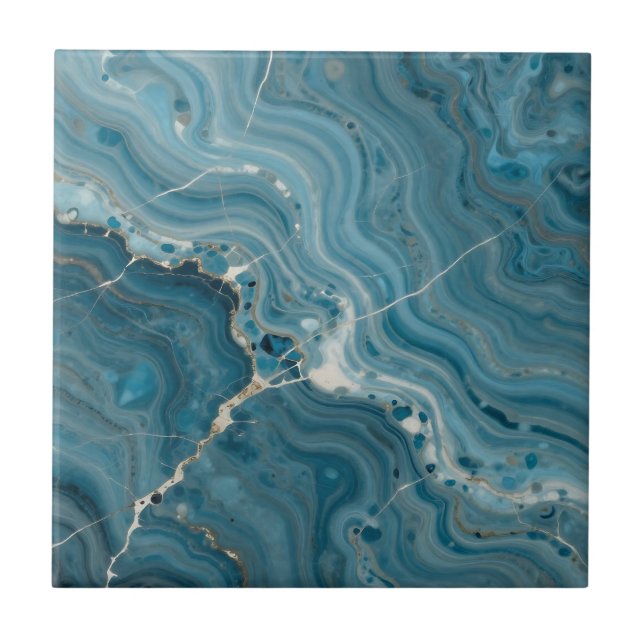 Carreau Blue Agate Gold Vein Marble (Devant)