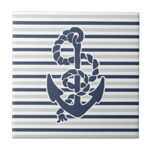 Carreau Blue Anchor White Grey
