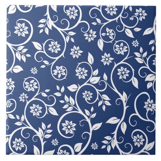 Carreau blue and white floral pattern  (Devant)