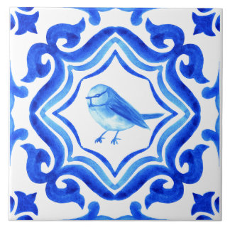 Carreau Blue and white Italian Hand Painted Mediterranean