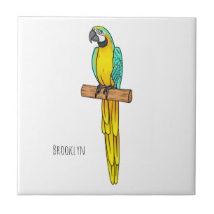 Carreau Blue-and-yellow macaw bird cartoon illustration 