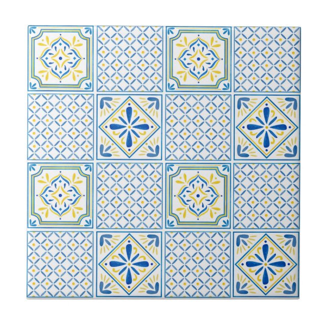 Carreau Blue and Yellow Mediterranean Italian Tile (Devant)