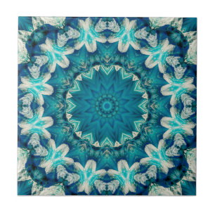 Carreau Blue Aqua Mandala Rosette Retro Hippie