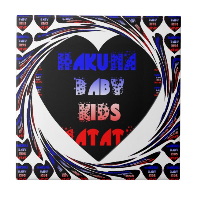 Carreau Blue Black Hakuna Matata Baby Kids Design.png (Devant)
