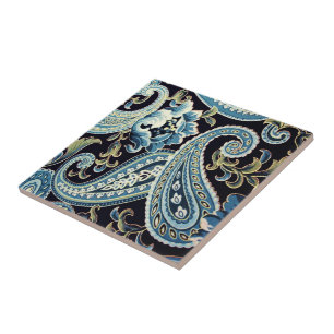 Carreau Blue Brown Vintage Paisley