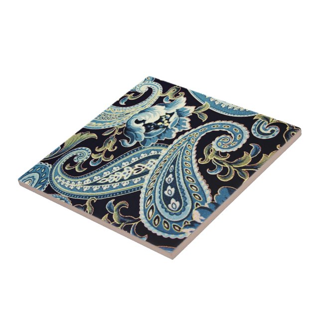 Carreau Blue Brown Vintage Paisley (Côté)