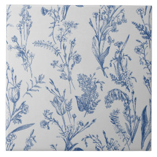 Carreau Blue Chinoiserie Floral Vintage