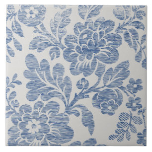 Carreau Blue Chinoiserie Floral Vintage